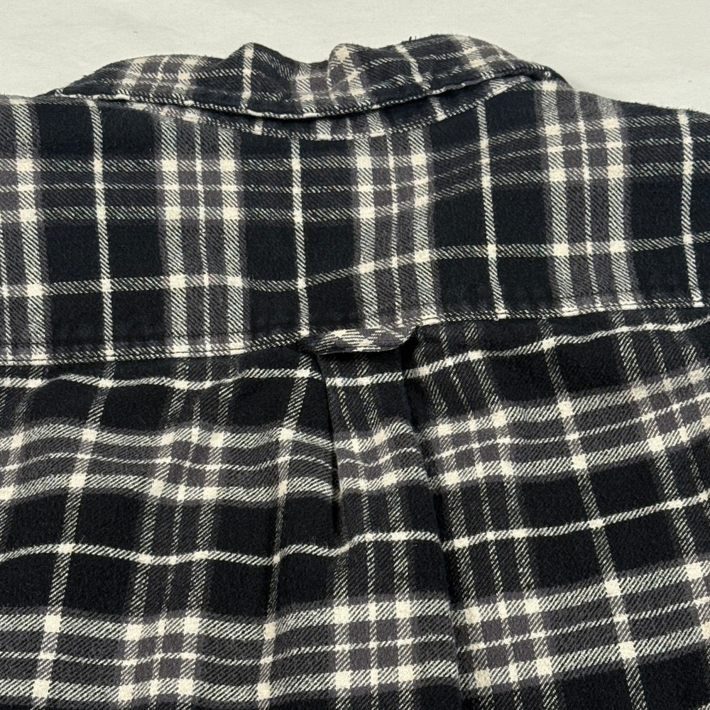 Jachs NY Mens Black White Plaid Thick Cotton Flannel Shirt Long Sleeve Button Up - Picture 11 of 16